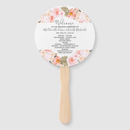 Éventail Succulent Floral Wreath Mariage Ceremony Programme (Devant)