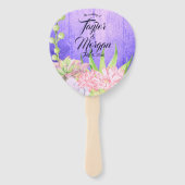 Éventail Succulentes aquarelles magiques Mariage Violet (Devant)