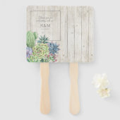 Éventail Succulents et Mariage de bois rustique ID515 (Devant et derrière)