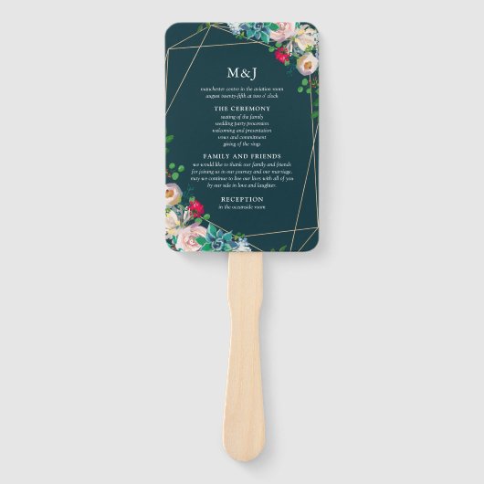 Éventail Succulents & Gold Chic Wedding Programme (Devant)