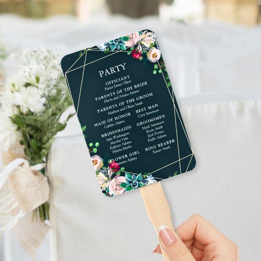 Éventail Succulents & Gold Chic Wedding Programme