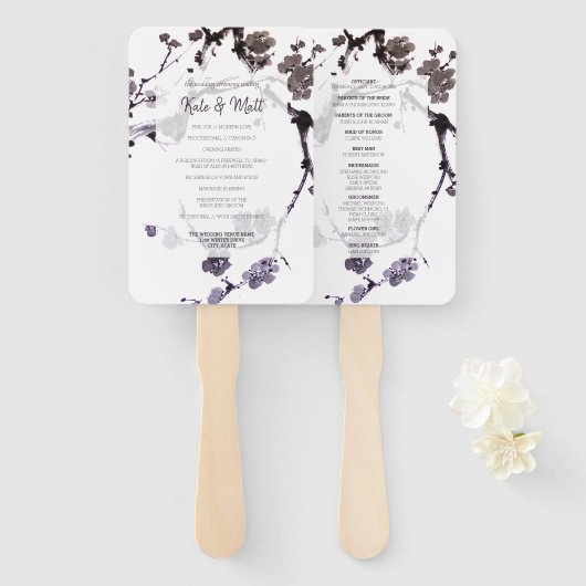 Éventail Sumie de fleur de prune (Devant et derrière)