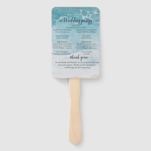 Éventail Summer Blue Beach Wedding (Dos)