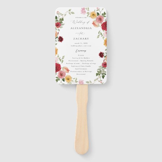 Éventail Summer Multi Color Floral Wedding Programme 2 (Devant)