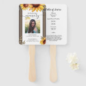 Éventail Sunflower Simple Photo Funeral Programme (Devant et derrière)