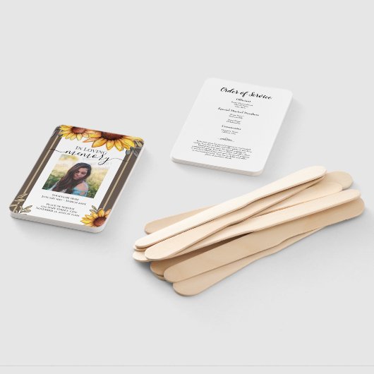 Éventail Sunflower Simple Photo Funeral Programme (Non-assemblé)