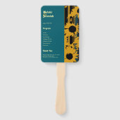 Éventail Sunflower Teal Blue Gold Modern Wedding Program (Devant)