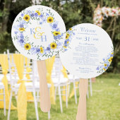 Éventail Sunflowers Dusty Blue Roses Wedding Wreath