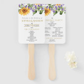 Éventail Sunflowers & Lavander Programme de mariage rustiqu (Devant et derrière)