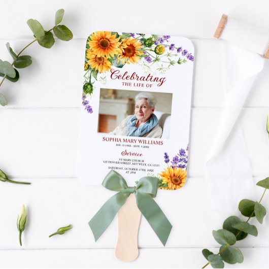 Éventail Sunflowers & Lavender Funeral Programme Ensemble d