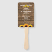 Éventail Sunflowers & Rustic Wood Wedding Programme Ventila (Devant)