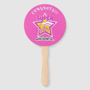 Éventail Super Grad Pink Round Editable Nom photo Année