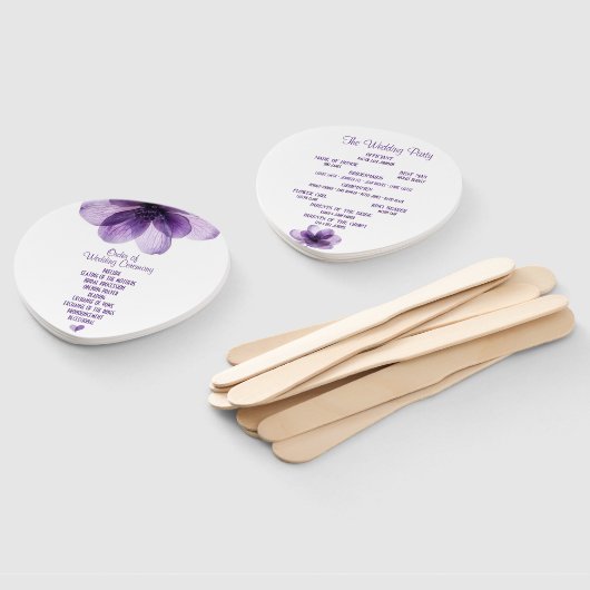 Éventail Superbe Programme de mariage de fleurs violettes (Non-assemblé)