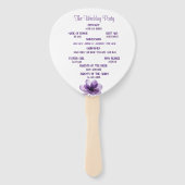 Éventail Superbe Programme de mariage de fleurs violettes (Dos)