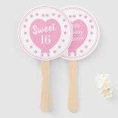 Éventail Sweet 16 Joyeux anniversaire (Devant et derrière)