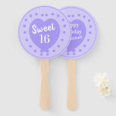 Éventail Sweet 16 Joyeux Anniversaire Purple Heart Nom pers (Devant et derrière)