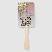 Éventail Sweet sixteen or rose rose pâle (Devant)