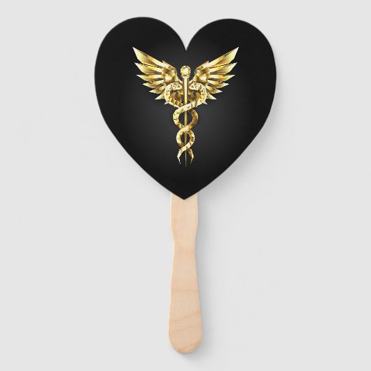 Éventail Symbole caducée polygonal or (Devant)