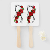 Éventail Symbole d'infini avec les roses rouges (Devant et derrière)
