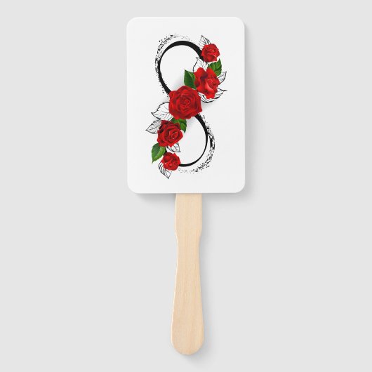 Éventail Symbole d'infini avec les roses rouges (Devant)