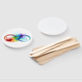 Éventail Symbole d'infini avec plume arc-en-ciel (Non-assemblé)