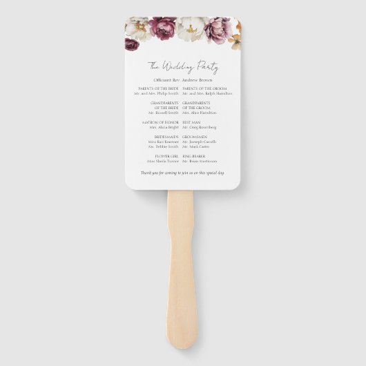 Éventail Symbole du programme de cérémonie des Mariages de  (Dos)