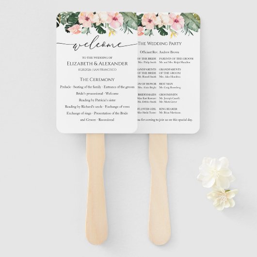 Éventail Symbole du Programme de Cérémonie Tropicale de Pal (Devant et derrière)