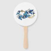 Éventail Symbole infini de papillons Morpho bleus (Dos)