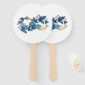 Éventail Symbole infini de papillons Morpho bleus (Devant et derrière)