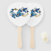 Éventail Symbole infini de papillons Morpho bleus (Devant et derrière)