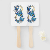 Éventail Symbole infini de papillons Morpho bleus (Devant et derrière)