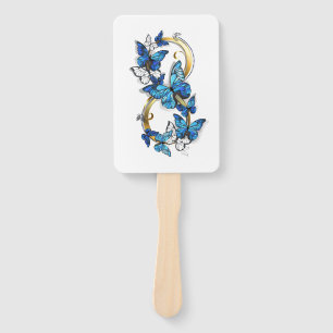 Éventail Symbole infini de papillons Morpho bleus