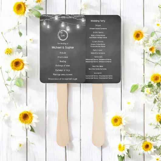 Éventail Tableau noir blanc Mariage