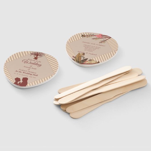 Éventail Tan - Marsala Vin & Twist Pink Hand Fans (Non-assemblé)