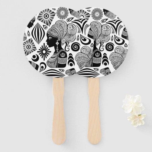 Éventail Tatouage Tribal Portrait de Fille Africaine (Devant et derrière)