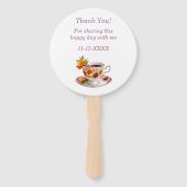 Éventail Tea Party rose Floral Ventilateur Baby shower main (Dos)