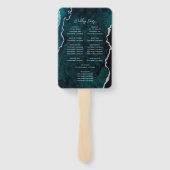 Éventail Teal Blue Silver Agate Script Wedding Program (Dos)