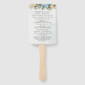 Éventail Teal Wedding Program Hand Fan (Dos)