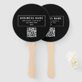 Éventail Télécharger le code QR ou le logo | Noir moderne (Devant et derrière)