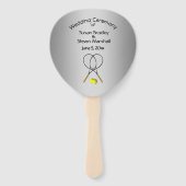 Éventail Tennis Thème Mariage Silver Hand Fan (Dos)
