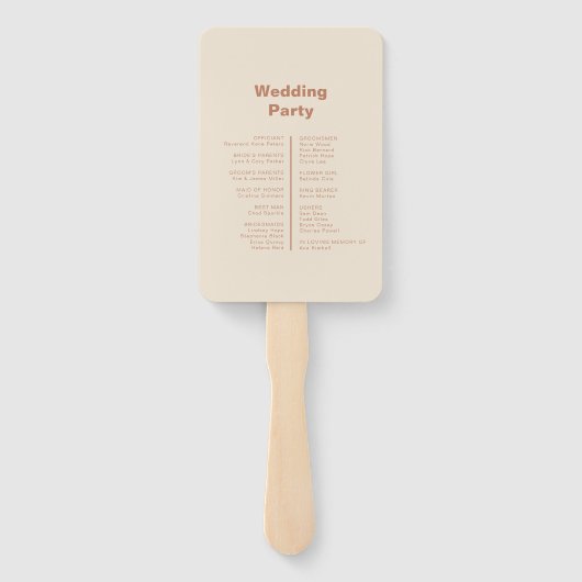 Éventail Terracotta Arch Programme de mariage formel minima (Dos)