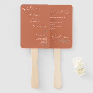 Éventail Terracotta Élégant Script Wedding Programme