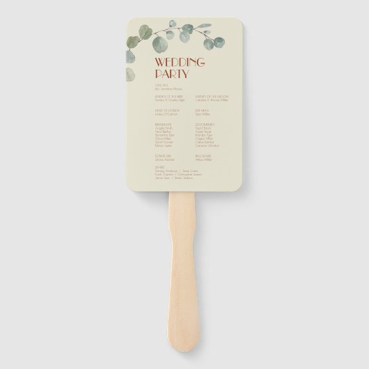 Éventail Terracotta Eucalyptus Déco Programme de mariage (Dos)