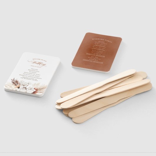 Éventail Terracotta Floral Boho Programme de mariage (Non-assemblé)