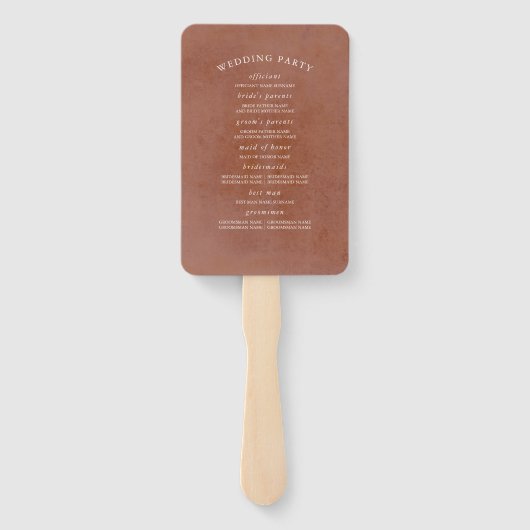 Éventail Terracotta Floral Wedding Programme (Dos)