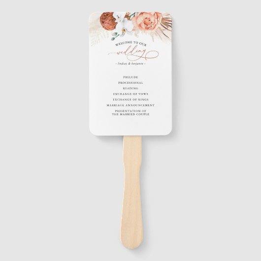 Éventail Terracotta Floral Wedding Programme (Devant)