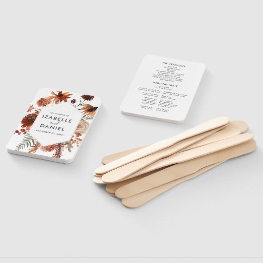 Éventail Terracotta Mariage Floral Rustic Programme Ventila (Non-assemblé)