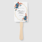 Éventail Terracotta Marine Bleu Mariage géométrique Merci (Devant)