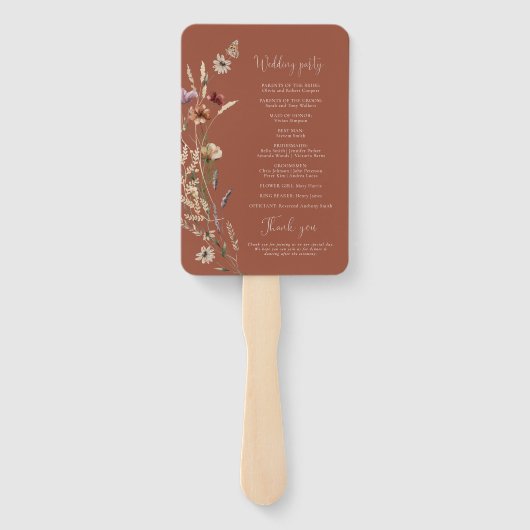 Éventail Terracotta Minuscule programme de mariage Fleur sa (Dos)
