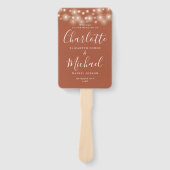 Éventail Terracotta String Lights Script Wedding Programme (Devant)